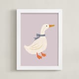 "Duck With Ribbon" - Art Print in Lilac by Cass Loh - Framed
