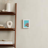 "Pink and Spiky" - Art Print in Robin's Egg Blue by Irene Suchocki - In a Room