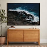 "Tidal Pools & Crashing Waves" - Art Print in Teal Ocean by Whitney Todd - In a Room