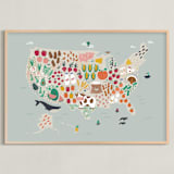 "US Agriculture" - Art Print in Robin's Egg by Joanna Griffin - Framed