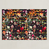 "Painted midnight garden" - Art Print in Crimson by Teo - Unframed