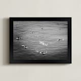 "Surfing at Huntington" - Art Print in Deep Sea by Sherley Ferreira - Framed