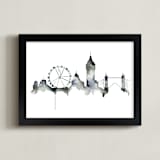 "London Skyline" - Art Print in Shades of Grey by Kelsey McNatt - Framed