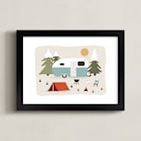 "Happy Camper" - Art Print in Toasted Marshmallow by Christie Garcia - Framed