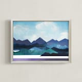 "Mountain Ridges" - Art Print in Mountain Blue by AlisonJerry - Framed