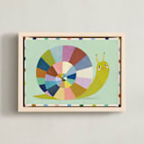 "Smiley Snail" - Art Print in Mint by melanie mikecz - Framed Canvas