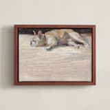 "Musing" - Art Print in Light Cream by jinseikou - Framed Canvas