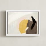 "Cuddling in the rain" - Art Print in Mustard Yellow by Yaling Hou Suzuki - Framed Canvas