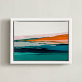 "Colorful Abstract Seascape" - Art Print in bright orange by Caryn Owen - Framed Canvas