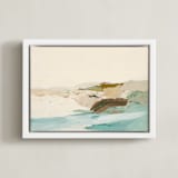 "Tidepools" - Art Print in Creamy Yellow Beige by Caryn Owen - Framed Canvas