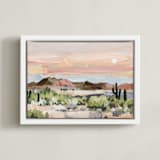 "Arizona Desert Sunset" - Art Print in Dusty Rose by Shina Choi - Framed Canvas