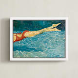 "Submerge I" - Art Print in Deep Sea Blue by Debra Butler - Framed Canvas