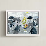 "There is sunshine after the rain" - Art Print in Raincoat by Caroline Bonne Muller - Framed Canvas