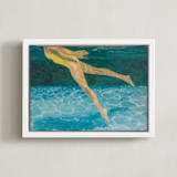 "Submerge II" - Art Print in Underwater Deep Blue by Debra Butler - Framed Canvas
