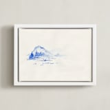 "Cascade Blues" - Art Print in Mountain Blue by Marguerite Andrews - Framed Canvas