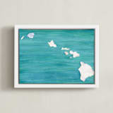 "Hawaii in Paint" - Art Print in Hawaiian Blue by Denise Wong - Framed Canvas
