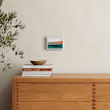 "Colorful Abstract Seascape" - Art Print in bright orange by Caryn Owen - In a Room