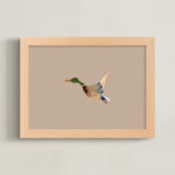 "Mallards in Flight 2" - Art Print in Neutral by Anee Shah - Framed