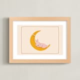 "Sleeping Bunny" - Art Print in Beige by Kartika Paramita - Framed