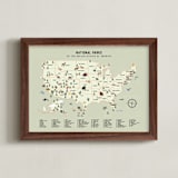 "National Parks of USA" - Art Print in Adventure Green by Sherley Ferreira - Framed