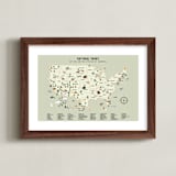 "National Parks of USA" - Art Print in Adventure Green by Sherley Ferreira - Framed