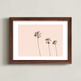 "Pink Sky & Palms" - Art Print in blush pink by Caroline Mint - Framed