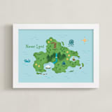 "Never Land Map" - Art Print in Ocean by Renee Christensen - Framed