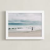 "East Coast Surfer" - Art Print in Soft Blue by Janet Cruz - Framed