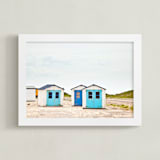 "Three Houses" - Art Print in shades of Blue by Alexandra Feo - Framed
