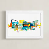 "The Lake and the Trees" - Art Print in Juicy Orange by Erin McCluskey Wheeler - Framed