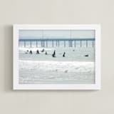 "Waiting, Venice Pier" - Art Print in Surf blue by Annie Seaton - Framed
