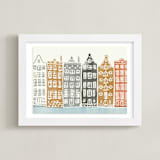 "On the Canal" - Art Print in brick by Griffinbell Paper Co. - Framed