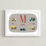 "Trucks with Name - Custom" - Personalized Art Print in Steel by Rebecca Marchese - Framed