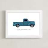 "Old American Truck" - Personalized Art Print in Blue by Rebecca Humphreys - Framed
