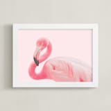 "Flamingo Portrait III" - Art Print in Parfait Pink by Rega - Framed