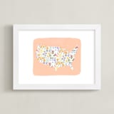 "She's a Wildflower" - Art Print in Apricot by Sara Berrenson - Framed