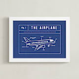 "Airplane Blueprint" - Art Print in Blueprint by Meggy Masters - Framed