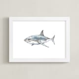 "Shark in Smiling Waters" - Art Print in Shark Gray by Lauren Rogoff - Framed