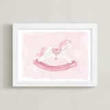 "Rocking Horse" - Art Print in Rose by Laura Bercovich - Framed