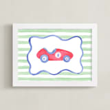 "Vintage Play Car" - Art Print in Race Car Red by Little Blue Designs - Framed