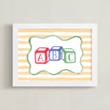 "Vintage Play Blocks" - Art Print in Block Yellow by Little Blue Designs - Framed