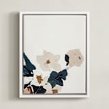 "Abstract Botanical Floral Diptych I" - Art Print in dark navy blue by Caryn Owen - Framed Canvas