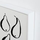 "Still-life with four pears" - Art Print in Black and Off-white by Sonya Percival - Frame Close-up