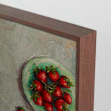 "Strawberries on a Plate" - Art Print in Crimson by Wendy Keller - Frame Close-up