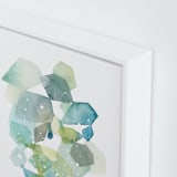 "Hexagon with Dots in Blue" - Art Print in Turquoise by Yao Cheng Design - Frame Close-up