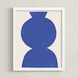 "Ceramic Vase Still Life" - Art Print in Brave Blue by Roseanne Kenny - Framed