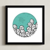 "Patterned Cactus" - Art Print in Sea Glass Blue by Maria Hilas-Louie - Framed