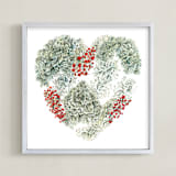 "Lichen Heart" - Art Print in Moss Green by Eve Schultz - Framed