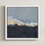 "Pearl Sky II" - Art Print in Deep Blue by Julia Contacessi - Framed Canvas