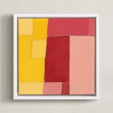 "Structured Rainbow 4" - Art Print in Yellow by Anna Veit Nowak - Framed Canvas